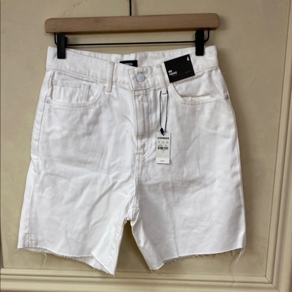 New! Express Midi High Rise Jean Shorts